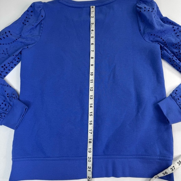 Talbots Eyelet Sleeve Crewneck Sweatshirt Womens Size Small Petite - Picture 9 of 10